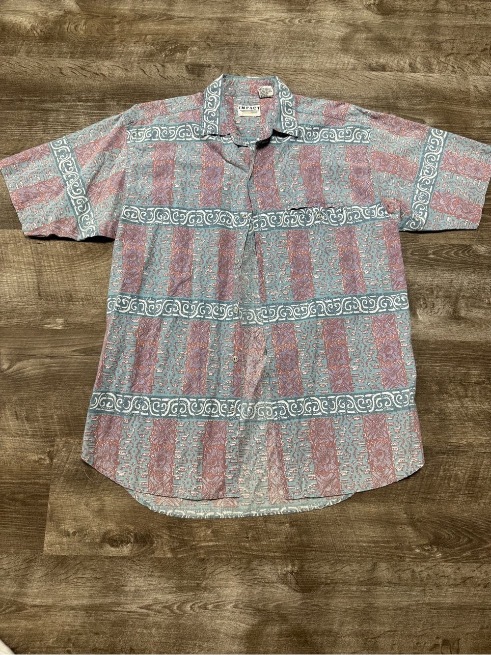 IMPACT Vintage 80s 90s Button Front 100% Cotton Size Medium
